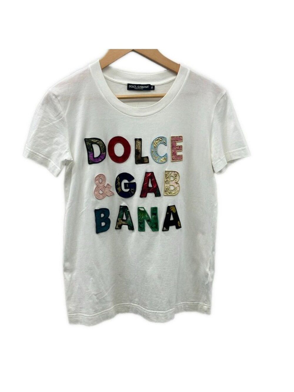 Dolce & Gabbana Short Sleeve T-Shirt S White Multi Crew Neck Lace